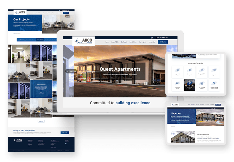 Ratunrino created the website for construction company ARCO to present their services